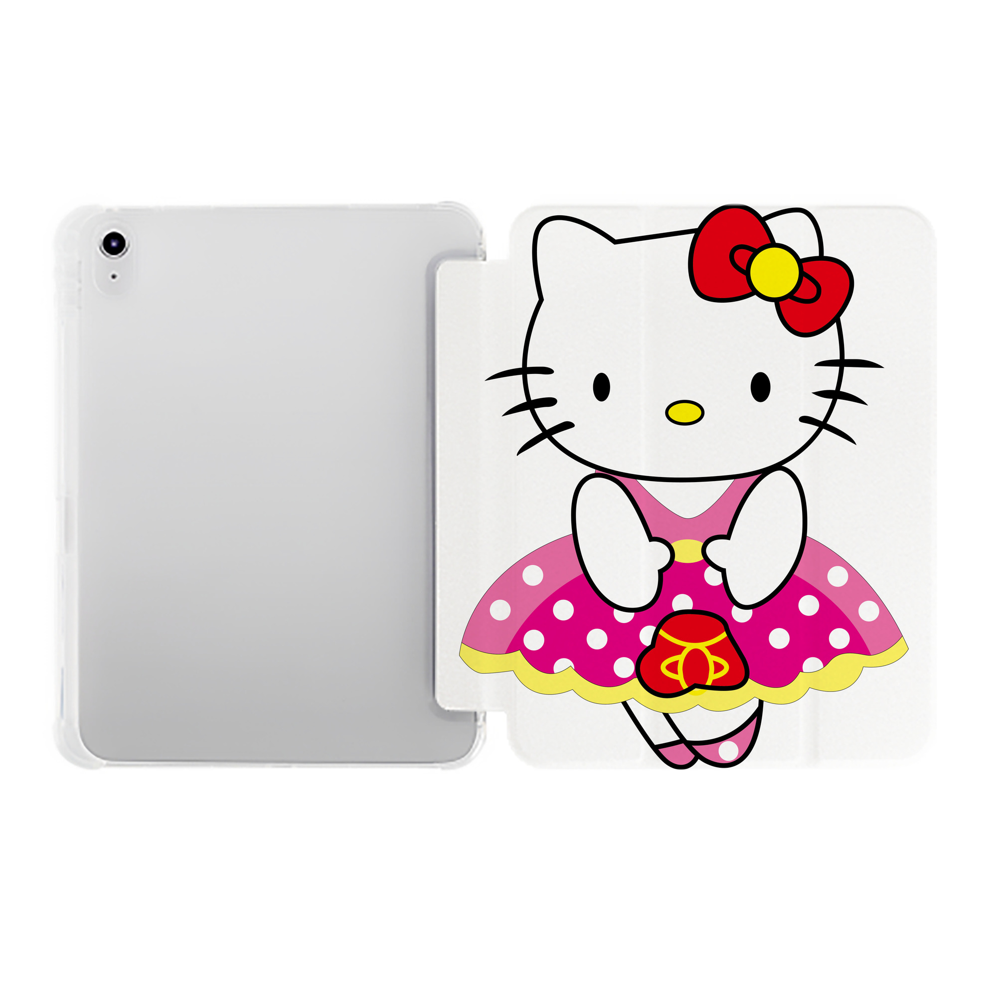 （画像用） Hello Kitty ハローキティ IPad ケース ペン収納付き 三つ折りスタンド PUレザー×シリコン 対応機種9.5/10.5/10.9インチ